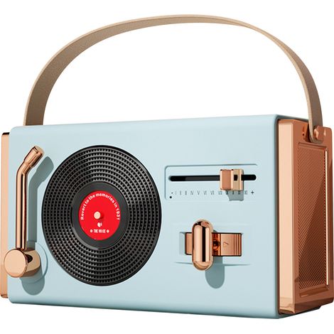 Tragbarer Vintage-Bluetooth-Lautsprecher, hohe Klangqualität, USB-Anschluss, dekoratives Design für Wohnzimmer und Büro, Blau