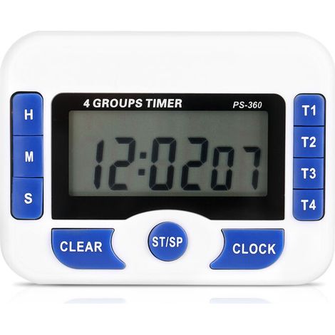 Minuterie de groupe indépendante numérique à 4 canaux Compte à rebours Horloge de cuisine magnétique