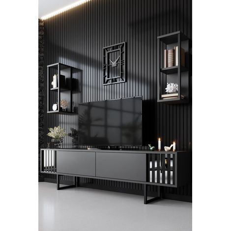TV-Möbelset Chrome Line Anthrazit Schwarz Melamin 180x48x30 cm