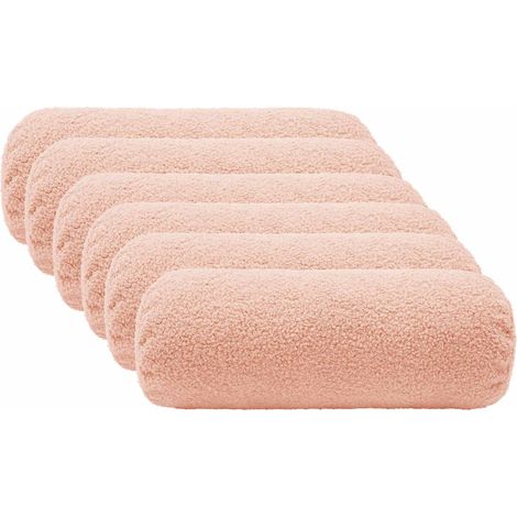 vidaXL Housse de coussin 6 pcs HEERLEN Rose Ø 15 x 40 cm Bouclé - maison aménagement maison