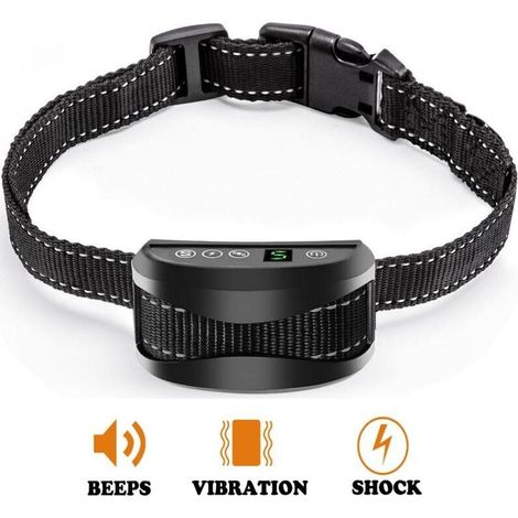 Collar automático antiladridos para perros, control inteligente antiladridos, 3 modos de vibración/sonido/choque estático, 7 niveles de sensibilidad, impermeable y recargable para perros grandes y peq (1/5)