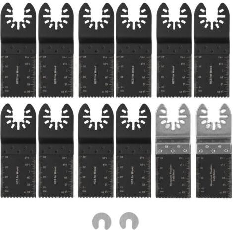 BUNTHAUS Jeu de 14 lames de scie oscillantes, 34 mm, acier à haute teneur en carbone, ensemble d'outils polyvalents pour le bois et le plastique