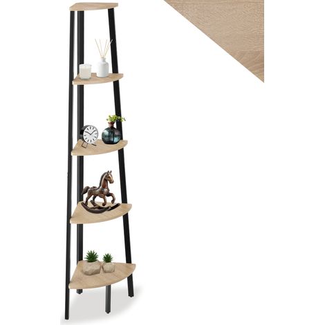 Étagère d’angle style industriel 34x34x1585 cm bois clair (1/5)