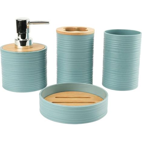 Bathroom Accessories Set Toothbrush Holder Bathroom Decor Soap Dispenser Bath Accessory Complete Set Blue (1/3)