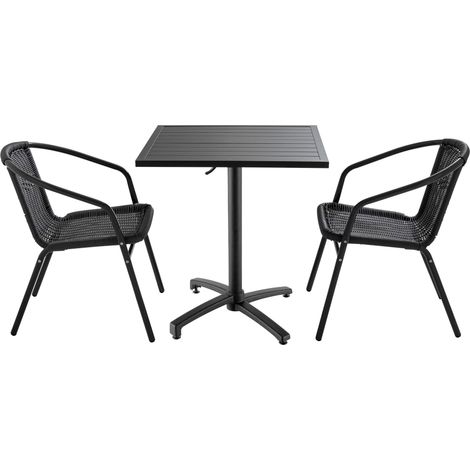 Ensemble table de jardin bistrot 70cm et 2 chaises en aluminium gris (1/5)