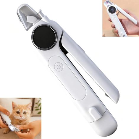 Tagliaunghie e lucidatrice elettrica per animali domestici, silenziosa, con luce LED e dispositivi di sicurezza, adatta a cani e gatti di piccola, media e grande taglia. (1/5)