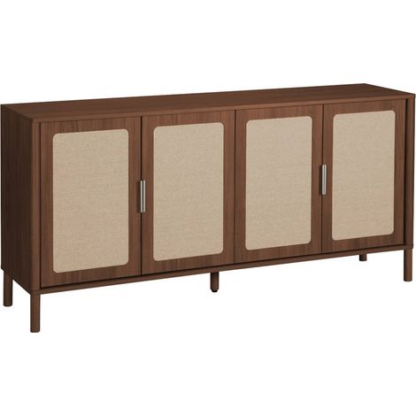 Buffet vintage décor bois et cannage 4 portes 160cm noyer - Etta (1/5)