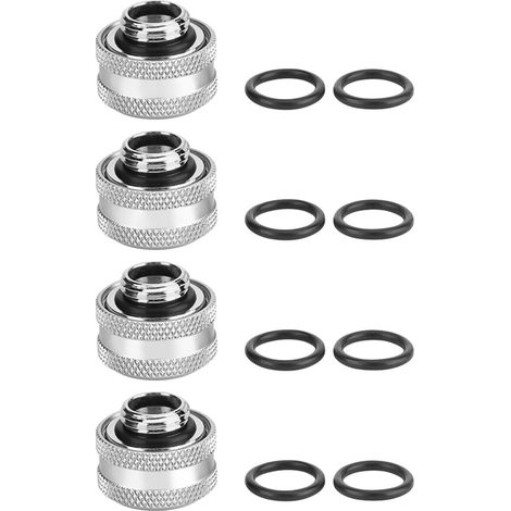 Stück/Lot Kompressionsverschraubungen für 14 mm Außendurchmesser Acryl-Starrschläuche, silberfarben, kompatibel mit Flüssigkeitskühlsystemen (1/5)