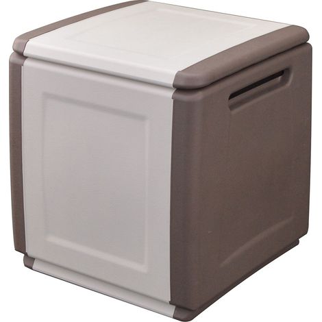 Coffre de rangement 130L Beige/Taupe 54 x 53 x H57cm Poignées de transport polypropylène INTEC (1/5)