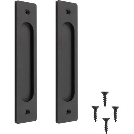 (Or, Carré) Lot De 2 Poignées Encastrées Pour Portes Coulissantes, 180x40mm, Alliage Alu, Fond Plat, Vis Incluses, Pour Grange, Placard, Armoire, Or (1/5)