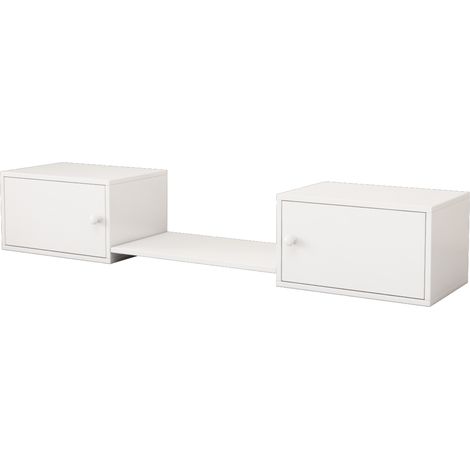 Panca portascarpe con 2 ante e ripiano aperto in legno e MDF 189x40x34,5 cm bianco HOMVRA (1/5)