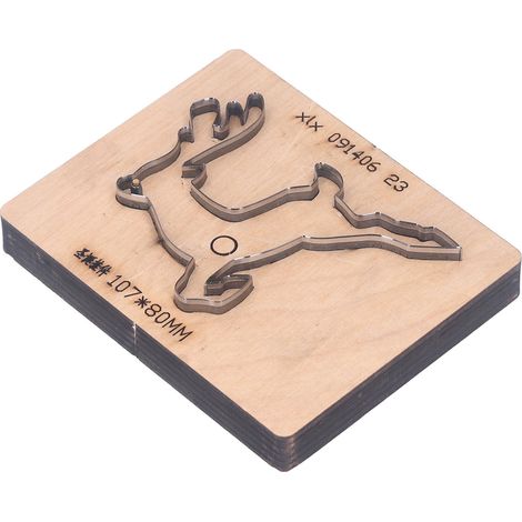 Matrice de découpe avec base en bois, motif cerf de Noël, pour la création de bijoux artisanaux. Idéale pour le cuir et la fabrication de bijoux. (1/5)