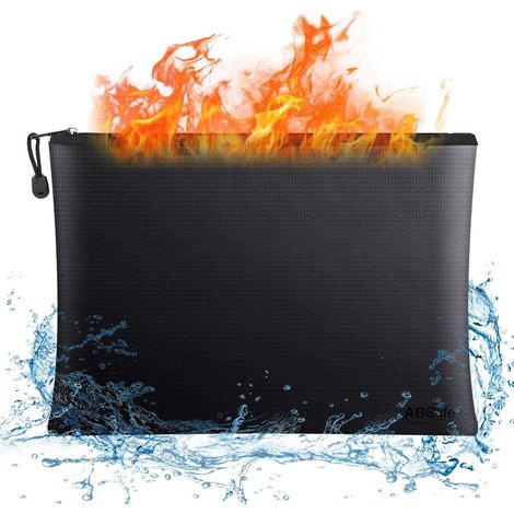 Sac Anti-feu - 15 x 11 Pouces et 11,5 x 8,5 Pouces - Résistant à l'eau - Pour Documents A4, Argent et Objets de Valeur - Lot de 2 (1/5)