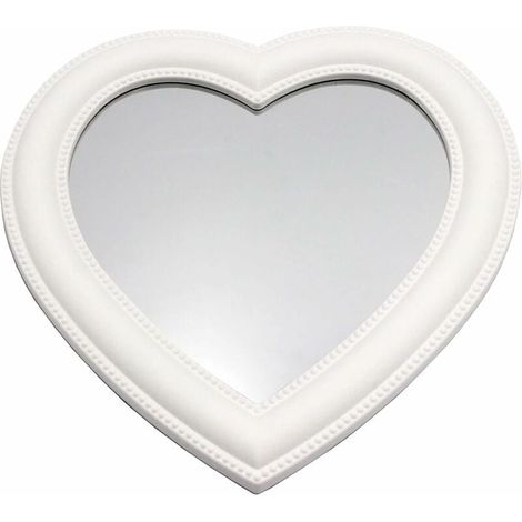 Miroir Mural Forme De Cœur - 27 x 27 cm - Blanc - Pour Salle De Bain Chambre À Coucher Ou Décoration Mariage - 1 Pièce (1/5)