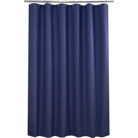 Petit Rideau de Douche d'Angle 36x72 Pouces (91x183cm) - Bleu Marine Demi-Taille - Tissu Étroit pour Décoration Salle de Bain - avec Crochets