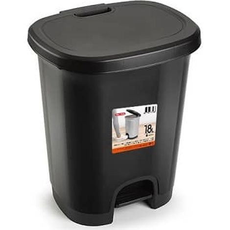 Cubo basura plastico apertura pedal 18 Litros Negro (1/4)
