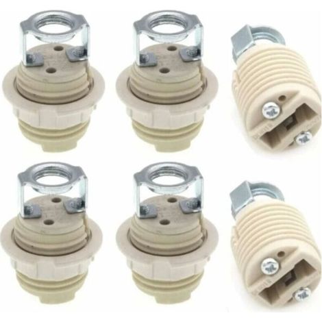 G9 ceramic threaded lamp holders – Pack of 6 halogen sockets with base, heat resistant