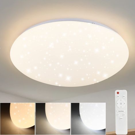 GBLY Deckenlampe LED Deckenleuchte Schlafzimmer - 37W Schlafzimmerlampe Sternenhimmel Dimmbar mit Fernbedienung Ø30cm Küchenlampe Deckenbeleuchtung Rund Flurlampe für Kinderzimmer Küche Flur Wohnzimme