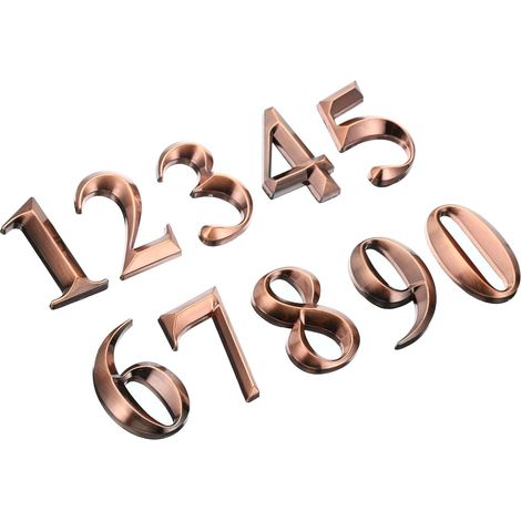 Numéros de Maison Numéros de Boîte aux Lettres 3D 0-9 pour l'Extérieur, 10Pcs Adresse de Porte, Lettres Auto-Adhésives En Grands Chiffres, pour Maison, Bureau Bronze (1/5)
