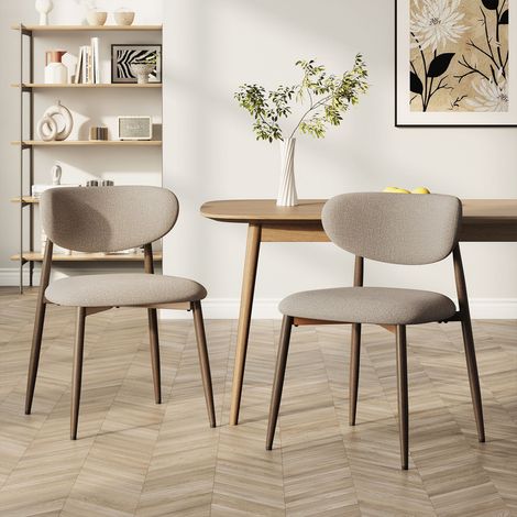 Lot de 2 chaises de salle à manger COLAMY, chaises rembourrées avec pieds en métal et patins antidérapants, dossier incurvé, idéales pour la cuisine, la maison et les restaurants, marron