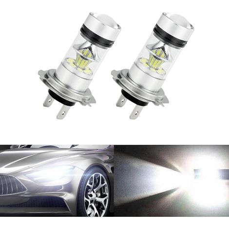 Lot de 2 ampoules LED H7 pour feux antibrouillard — Offre un éclairage avant blanc pur de 6500 K et une fonction feux de jour.