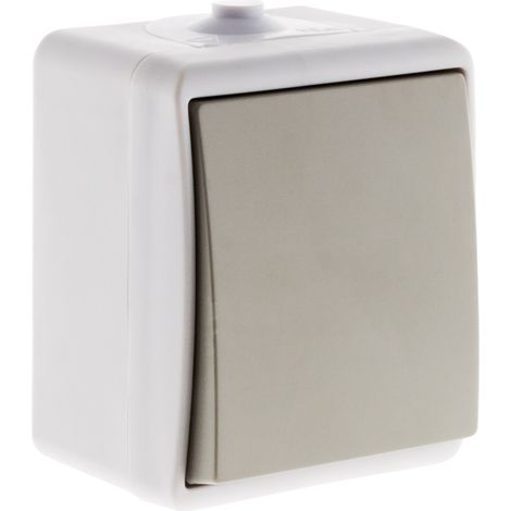 Zenitech – Mini bouton poussoir 10A IP54 – Étanche pour extérieur – Fixation à vis – Puissance 2300W sous 250V – Poussoir composable