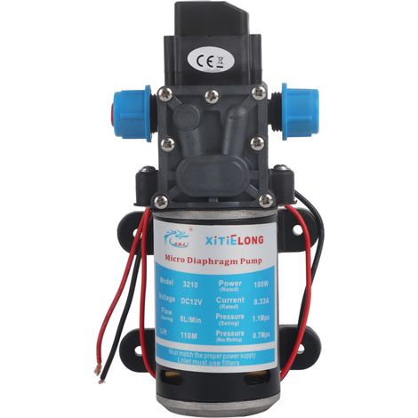 Pompe à eau auto-amorçante à membrane haute pression 12 V CC 100 W 8 l/min 160 psi pour lavage (1/5)