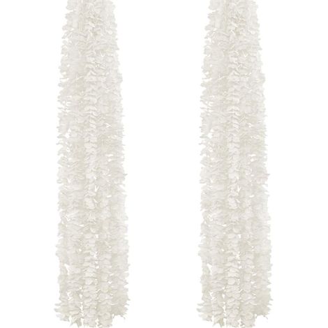 10 Pièces Fleurs de Guirlande Artificielles en Soie Faux Hortensia Floral Guirlande Vigne Fleurs Suspendues Simulation pour Fête Cérémonie Jardin D'église Décoration de Mariage-Blanc