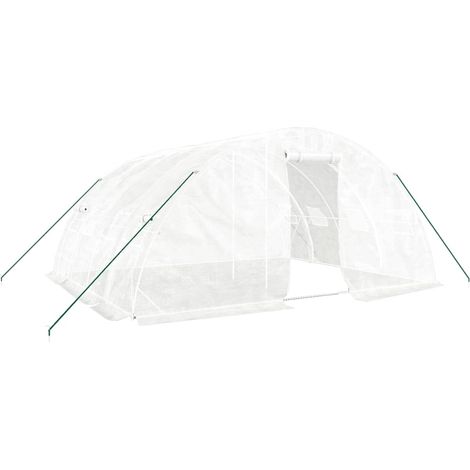 Serre avec cadre en acier Blanc 20 m² 5x4x2,3 m