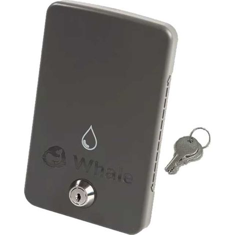 Whale Easi-Slide - Tapa para tomas externas, gris, con llave autocaravana, camper, vanlife