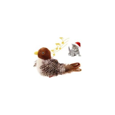 Interaktives Katzenspielzeug in Form eines zwitschernden Vogels mit Melodie und Zwitschergeräusch, ideal zur Vogeljagd und zum Spielen allein. (1/5)