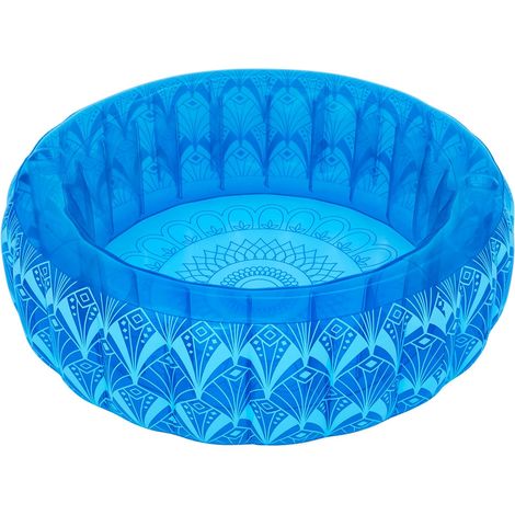 TRADE SHOP - Piscina Gonfiabile Familiare Motivo Elegante Bohémien Blu ø168x53cm 2 Portabicchieri 54479 -