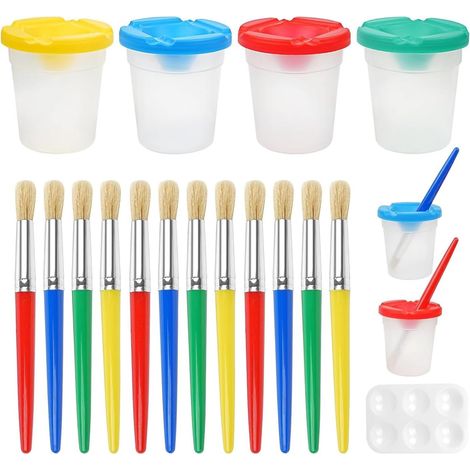 Pinceaux pour Enfants, Ensemble de Pinceaux pour Enfants de 17 Pièces, Pinceaux Colorés pour Enfants, Tout-Petits Débutants, (1/5)