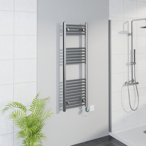 WiFi Thermostatic Straight Towel Rail Timer Chrome 1200x400mm