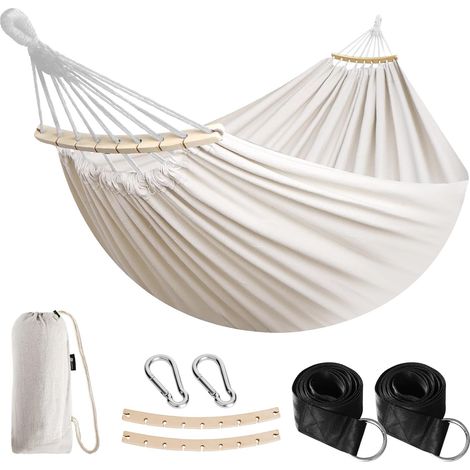 Hamac de Jardin avec Tige en Bois courbée, hamac Confortable Portable avec Accessoire de Ceinture, étui de Transport pour terrasse intérieure/extérieure Garden Beach (1/5)