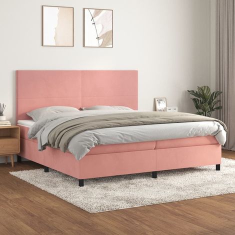 Sommier à lattes de lit avec matelas Rose 200x200 cm Velours (1/5)