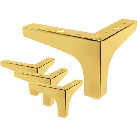 4 Stück Möbelfüße 10cm Bettbeine Tschbeine mit Schrauben für Sofa Schrank Stuhl Gold
