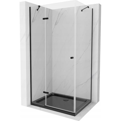 Mexen Roma duschkabine mit Schwingtür 90 x 120 cm, transparent, schwarz + Duschwanne Flat, schwarz - 854-090-120-70-00-4070B (1/5)