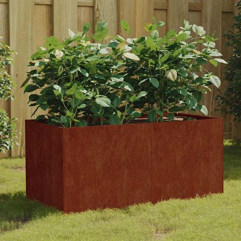 Jardinière Bac A Fleur 80x40x40 cm acier corten 39822 (1/5)