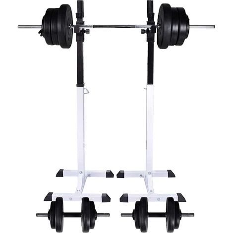 vidaXL Soporte de pesas con pesas y mancuernas 60,5 kg (1/4)