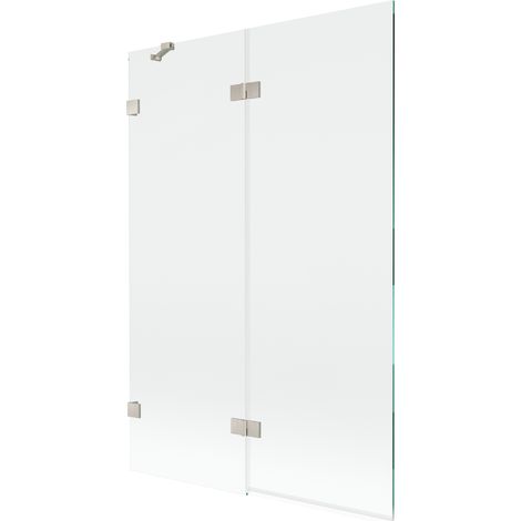 Paravent de bain 2 volets gauche 120 x 150 cm, transparent, nickel brossé - 897-120-100-97-00-L (1/5)