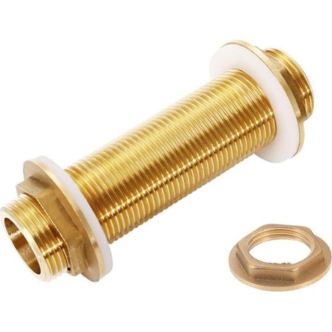 Connecteurs de Réservoir d'eau en Laiton, G3/4, 100mm, Adaptateur de Tuyau avec 2 Joints en Silicone, Connecteur en Laiton à Filetage, pour Robinet Seau De Pluie de Pluie RéServoirs d'eau (1/5)