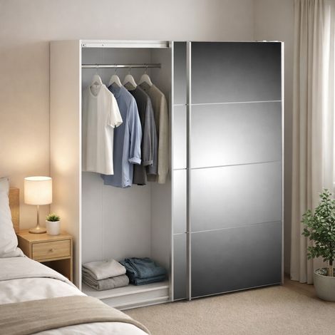 Dmora - Armario 2 puertas Albi, Muebles de dormitorio, Vestidor, Armario de ropa, 182x64 h202 cm, Blanco (1/5)