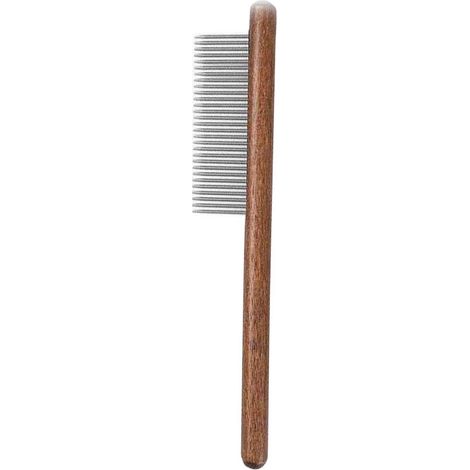 Peigne pour animaux de compagnie, peigne pour chiens et chats, élimine les poils morts, peigne en bois pour démêler les nœuds des animaux de compagnie (peigne à une seule rangée de dents espacées) (1/5)