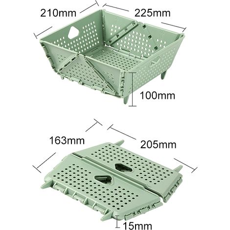 Passoire alimentaire pliable en plastique, idéale pour les fruits et légumes. Panier d'égouttage pliable avec pieds de support. (1/5)