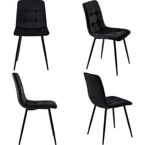 Set di 4 sedie da pranzo nere in velluto con schienale e gambe in metallo MODENUIT (1/5)