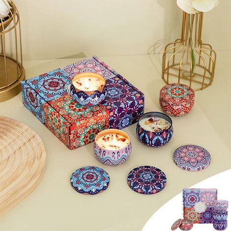 Bougie Parfumée - Cire De Soja - 4 Unités - Pour Détente Et Ambiance Maison - Coffret Cadeau (1/5)