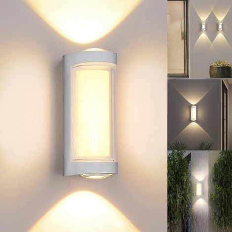 Applique Murale Exterieur Blanche LED Luminaire Lampe Murale Interieur IP65 Étanche Aluminium 16W Lumière Blanc Chaud Éclairage Mural d'extérieur (1/4)