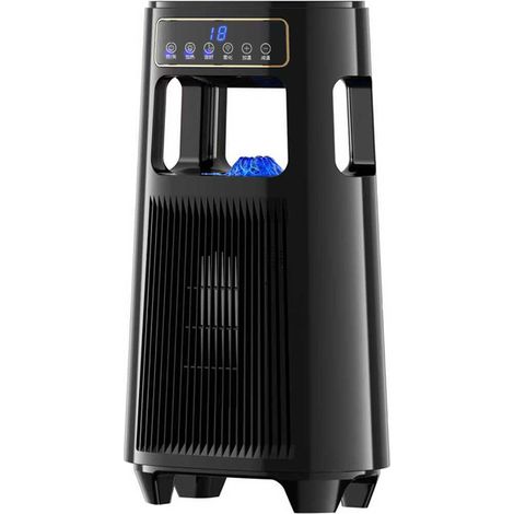 Radiateur soufflant vertical PTC graphène 2000W à commande vocale intelligente Chauffage oscillant avec humidificateur, flammes 3D simulées, écran tactile, télécommande, minuterie 24h, silencieux 36- (1/5)