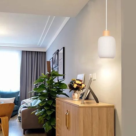 Lampe Plafonnier Moderne Suspension Luminaire Vintage Abat-jour en Céramique Lustre Style Nordique pour Chambre Salon (1/5)